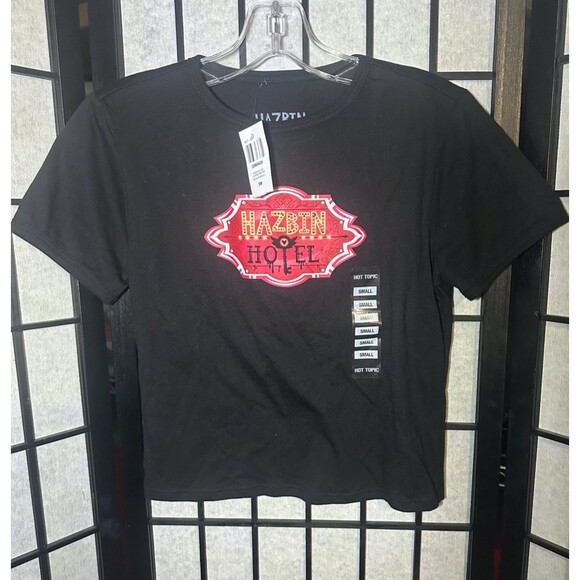 Hazbin Hotel Logo Women's Baby T-Shirt Hot Topic Size Small NWT - Picture 2 of 4